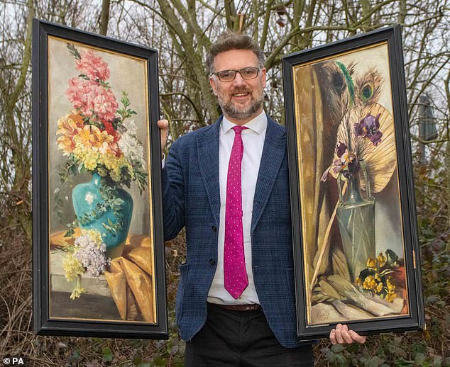 Charles Hanson with the two paintings by Queen Victoria. He denied charges of assault occasioning actual bodily harm, assault by beating and controlling or coercive behaviour