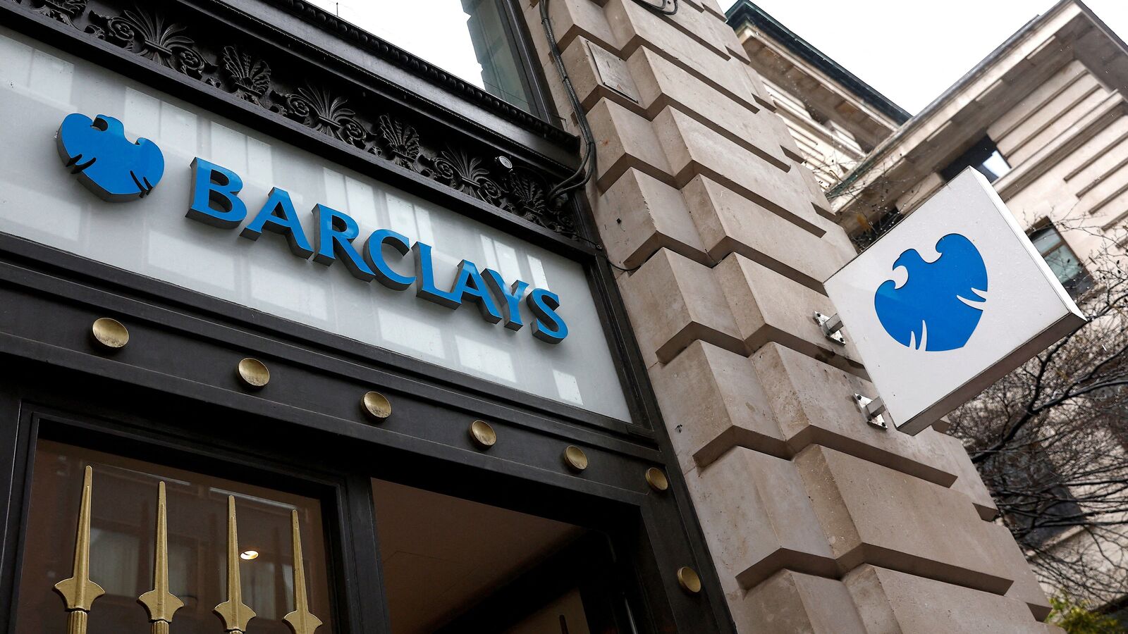 FILE PHOTO: A view shows signage on a branch of Barclays Bank in London, Britain, March 17, 2023.  REUTERS/Peter Nicholls/File Photo