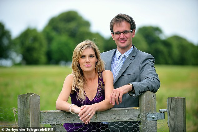 The auctioneer and his wife Rebecca Hanson are pictured outside their Derbyshire home