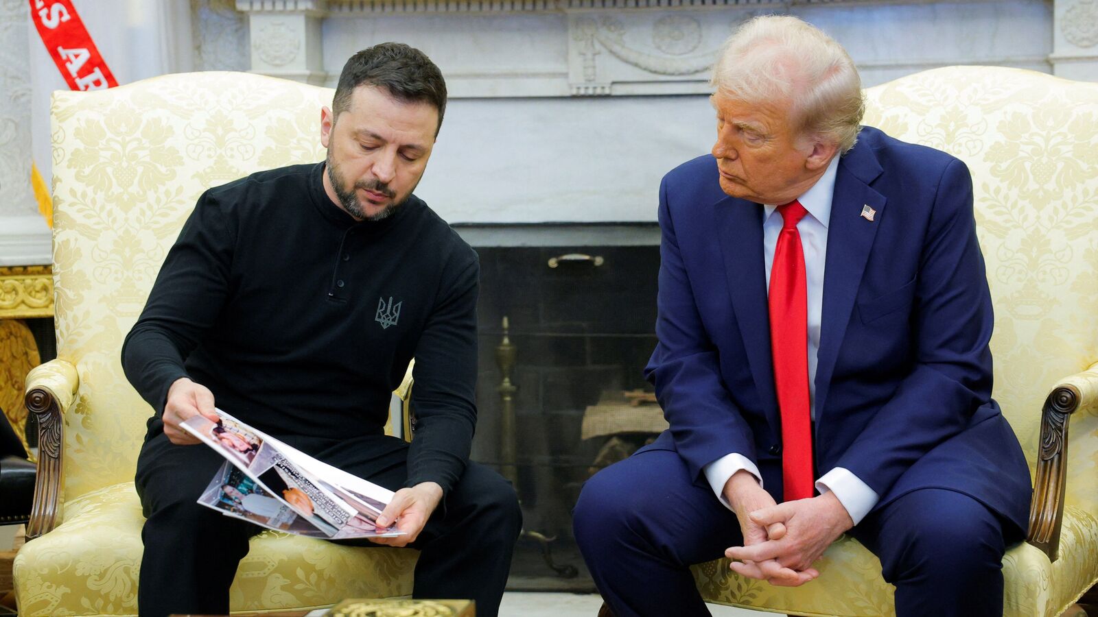 U.S. President Donald Trump meets with Ukrainian President Volodymyr Zelenskiy at the White House in Washington, D.C., U.S.