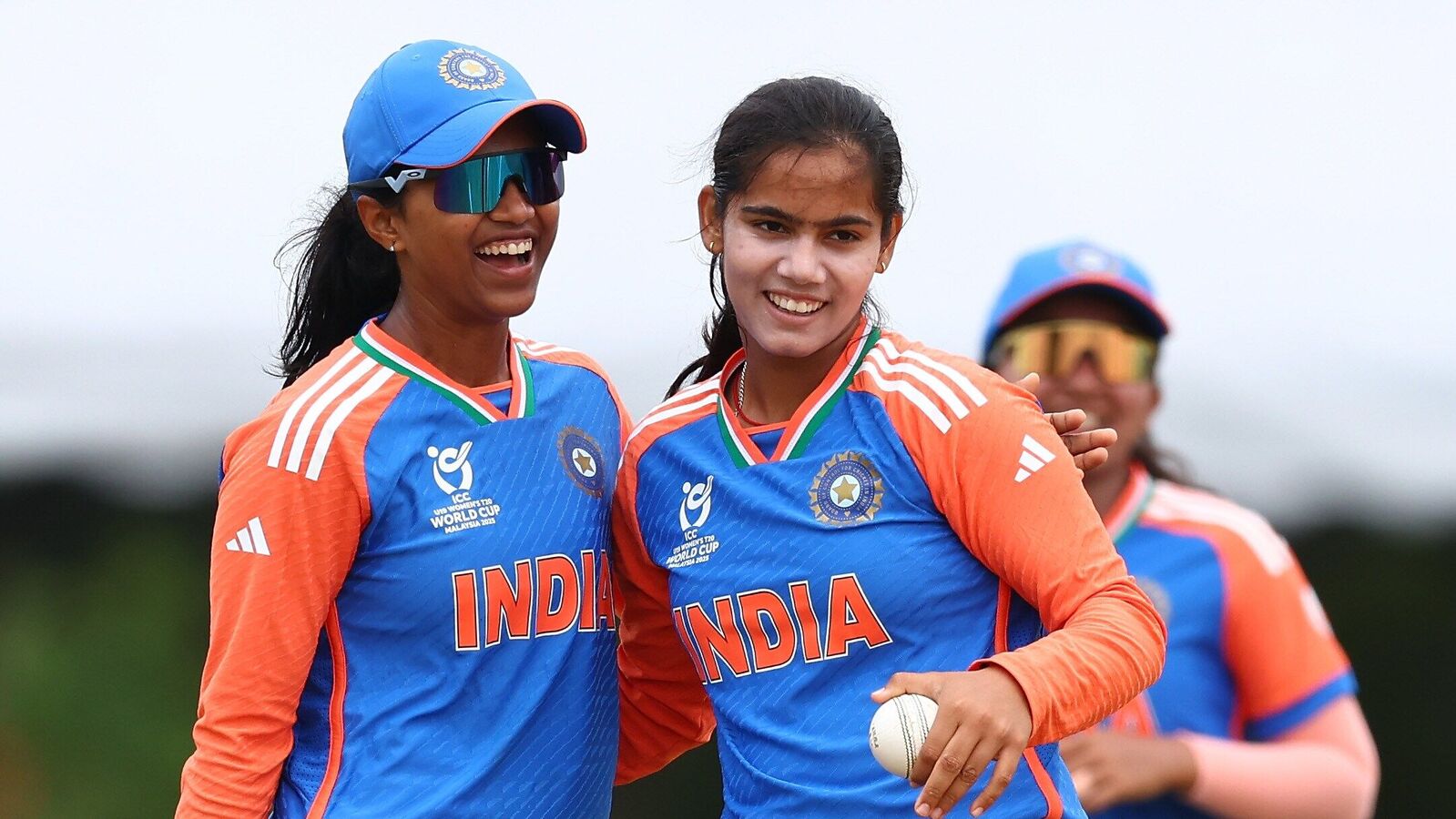 India players celebrate one of South African wickets in the U-19 T20 World Cup final.  