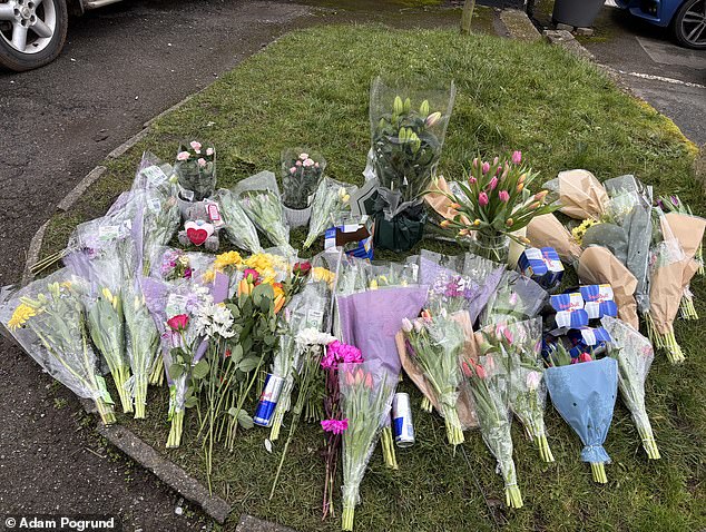 Floral tributes as well as cans of Red Bull have been left in honour of a woman shot dead outside the Three Horseshoes pub in Knockholt, near Sevenoaks in Kent