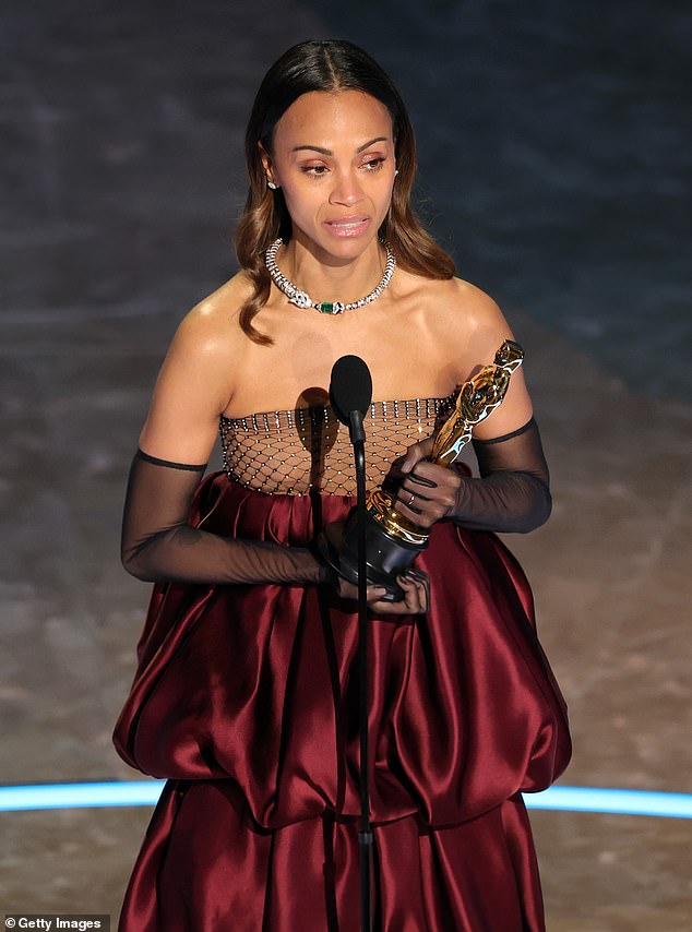 Zoe Saldaña shook the controversy surrounding her film Emilia Pérez as she earned Best Supporting Actress at the 2025 Oscars