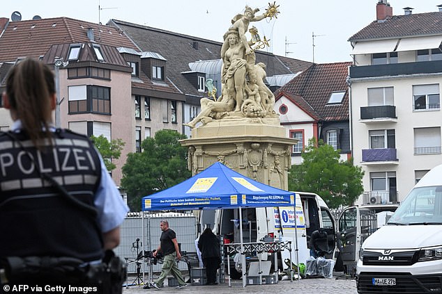 File photo. Mannheim police near the scene where several people were attacked in 2024