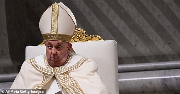 (FILES) Pope Francis leads the vespers at St Peter's basilica in The Vatican, on February 1, 2025. Pope Francis, who has been in hospital since February 14 with pneumonia, was in a stable condition on March 4, 2025 with no repeat of the previous day's respiratory crises, the Vatican said. (Photo by Tiziana FABI / AFP) (Photo by TIZIANA FABI/AFP via Getty Images)