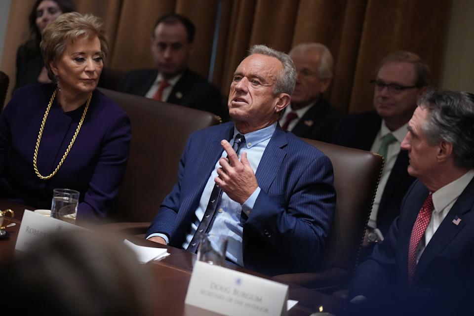 Health and Human Services Secretary Robert F. Kennedy Jr. addresses a Cabinet meeting held by President Donald Trump at the White House on Feb. 26, 2025.