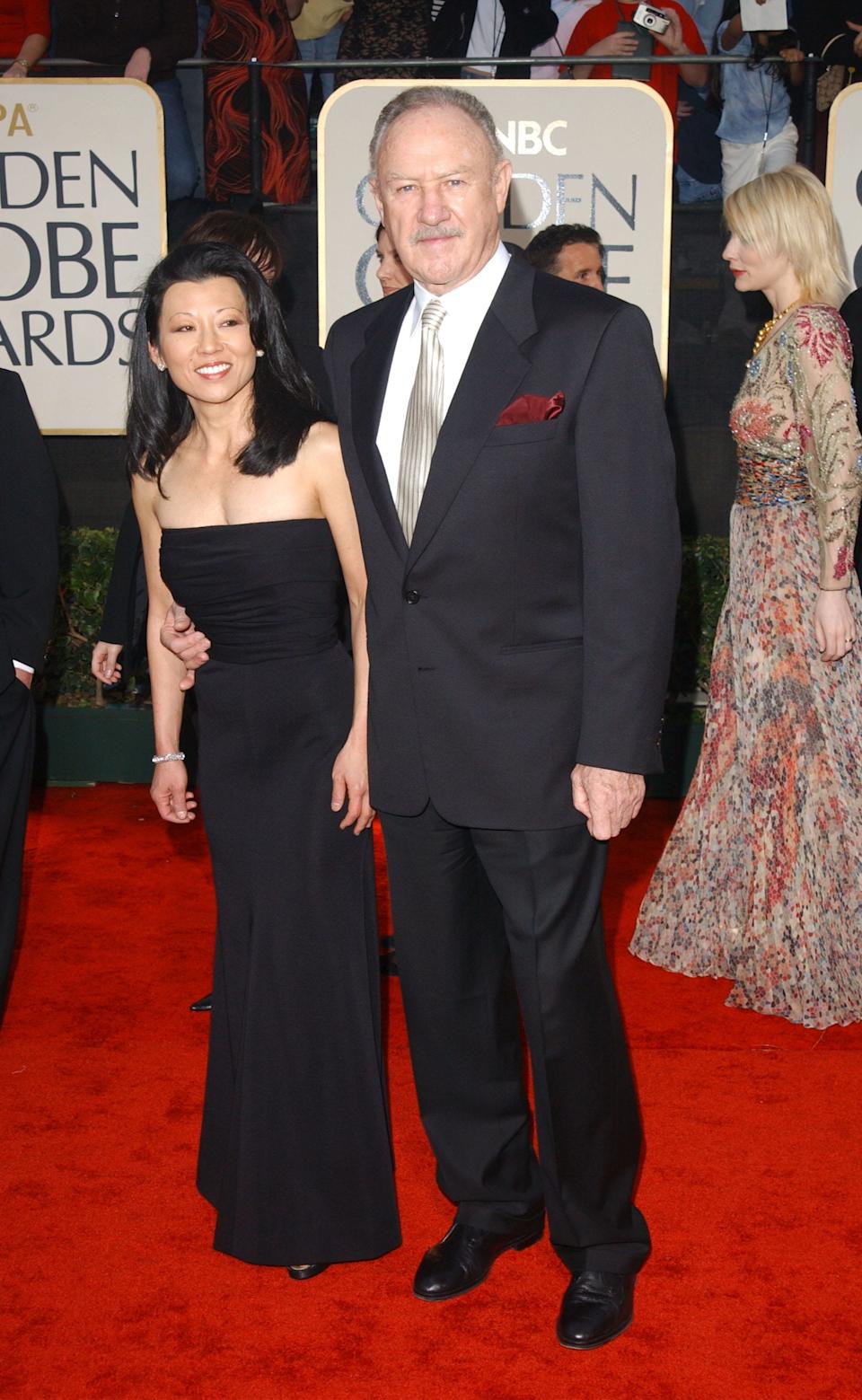 Actor Gene Hackman and Betsy Arakawa attend the 60th annual Golden Globe Awards at the Beverly Hilton Hotel on Jan. 19, 2003, in Beverly Hills, California.