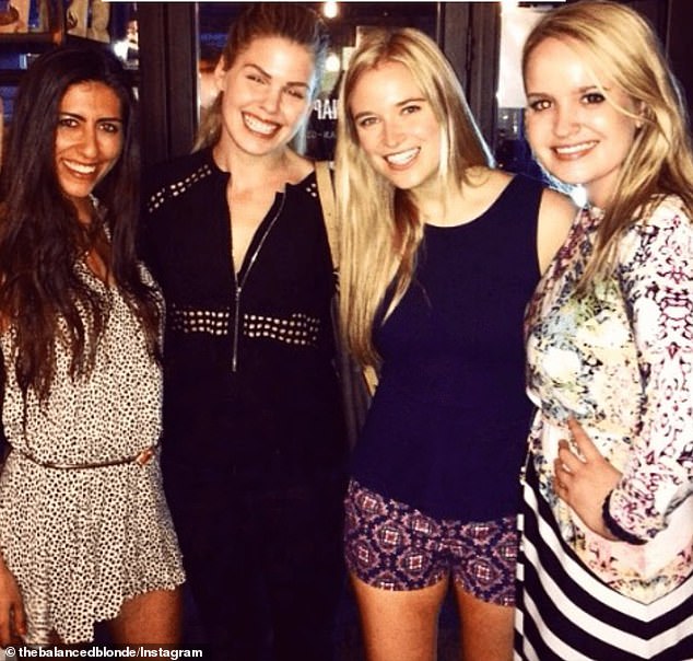 Belle Gibson attended an event that Jordan Younger (pictured together, centre, in real life) hosted after the pair bonded over a five hour lunch