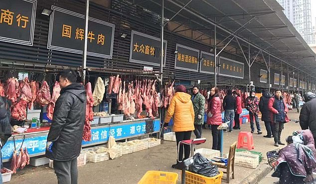 Images of Wuhan Huanan South China Seafood Market.