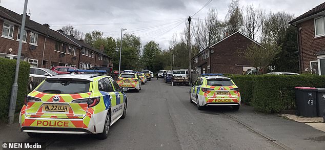 Pictured: A heavy police presence at Blackleach Country Park as part of the investigation into the headless torso