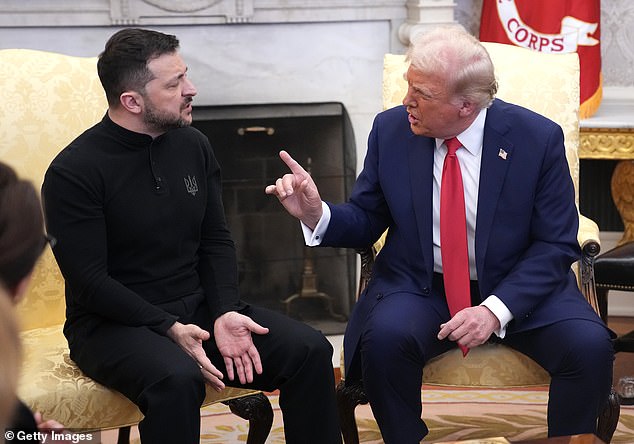 US President Donald Trump and Ukrainian President Volodymyr Zelensky meet in the Oval Office at the White House on February 28, 2025 in Washington