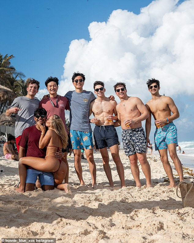 Hordes if American college students have been in Cancun queuing up for a picture with Blue