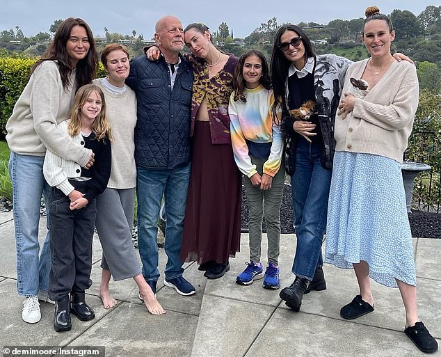 Bruce has been surrounded by his close-knit blended family, including both his wives and all his daughters, who have rallied around him to help him cope with his health struggles