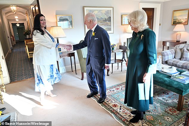The royals met Emma Little-Pengelly, deputy First Minister of Northern Ireland (pictured left) on the first day of their trip