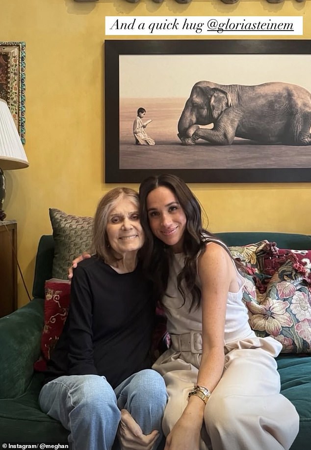 Meghan Markle shared an image with her close friend and social activist Gloria Steinem on Instagram (pictured)