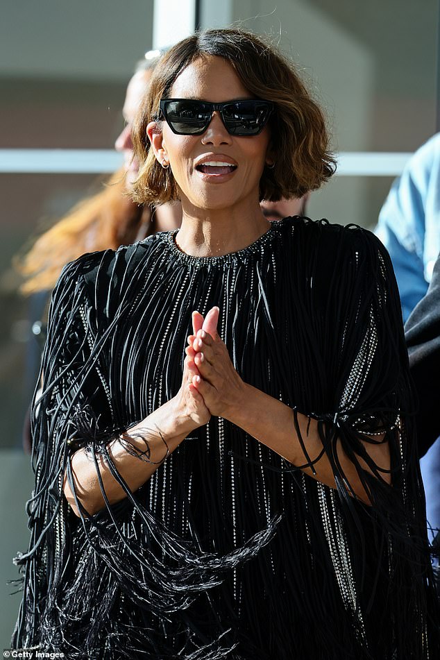 The actress opted for a black fringed tunic and loose-fitting trousers as she headed to the 2025 Jury Dinner, ahead of the opening ceremony on Tuesday