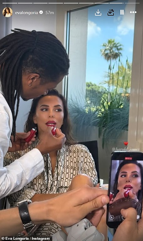 Eva later applied L'Oréal's bold red lipstick to complete her glam