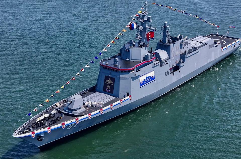 An overall view of the <em>Choi Hyon</em>, the sister vessel of the frigate involved in the mishap. <em>KCNA</em>