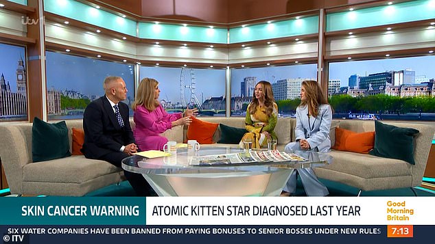 The former Atomic Kitten singer, 42, gave fans a health update as she spoke about her diagnosis of Basal-cell carcinoma -which she received last year - with hosts Kate Garraway , 58, and Robert Rinder, 47