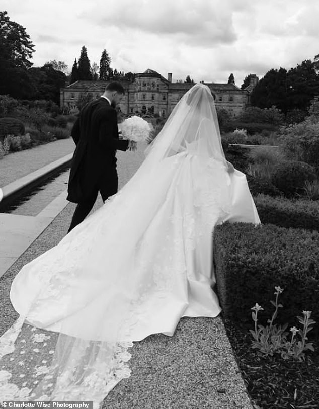 For Megan’s wedding, Maison Peter Langner created two bespoke couture gowns for the bride, along with custom dresses for her three bridesmaids