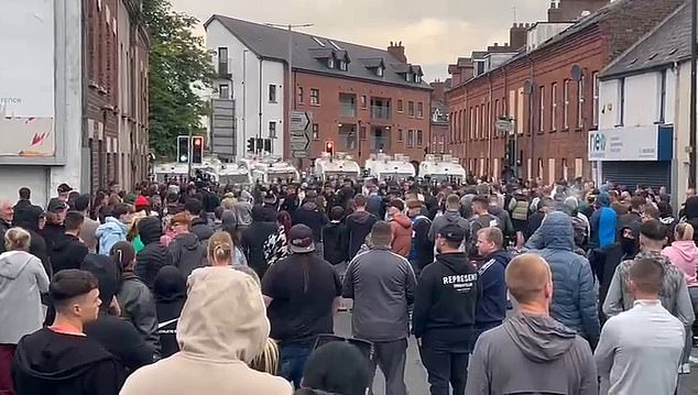 Crowds gathered in Ballymena again last night, with as many as 400 people standing together