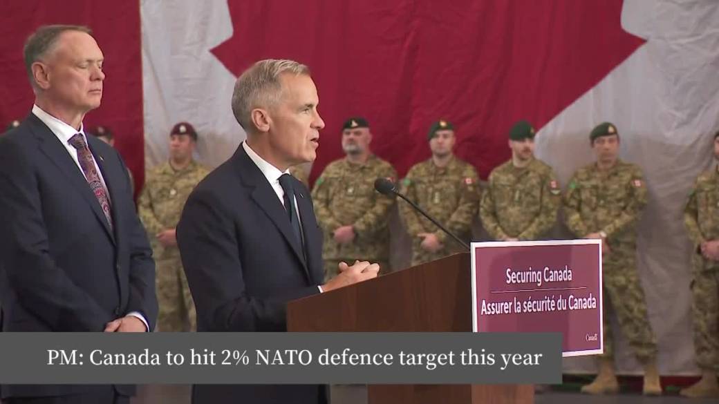 Click to play video: 'PM Carney pledges to meet NATO’s 2% defence spending target this year'