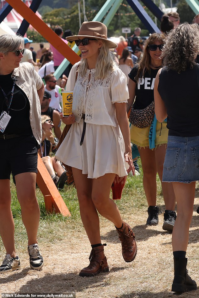 Also seen out and about was TV presenter Holly, 44, who has been a longtime regular at the hotly anticipated music festival and jetted in from London Heliport