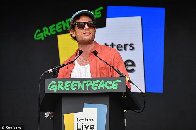 James later took to the stage during Letters Live at the Greenpeace stage