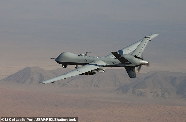 A real MQ9 Reaper drone flying over Afghanistan