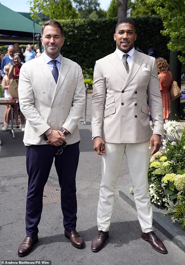 Anthony was joined by Boxing promoted Eddie Hearn (L)