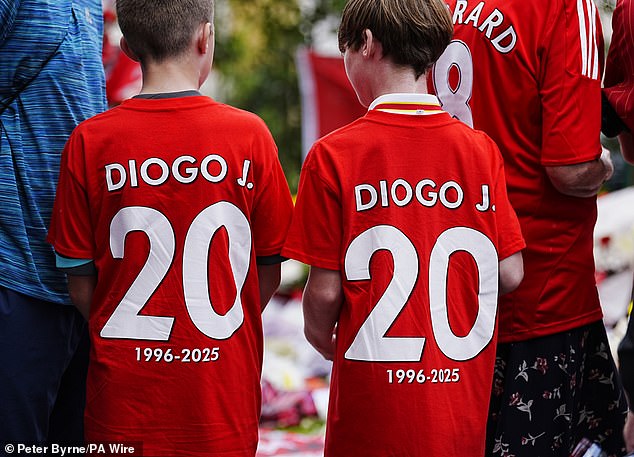 Mourners wore Diogo Jota shirts and paid tribute at Anfield Stadium following his tragic death