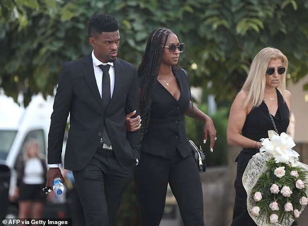 Portuguese player Nelson Semedo, who also played alongside Jota during his time at Wolverhampton Wanderers, arriving for the funeral of the late footballer and his brother