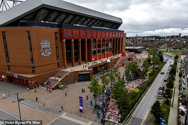 Tributes piled up outside Anfield Stadium as Liverpool fans paid an emotional farewell to Jota at the forward's funeral in Portugal