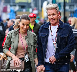 Meanwhile celebrity chef Gordon was accompanied by wife Tana as they made their way onto the circuit - the home of British Grand Prix since 1948