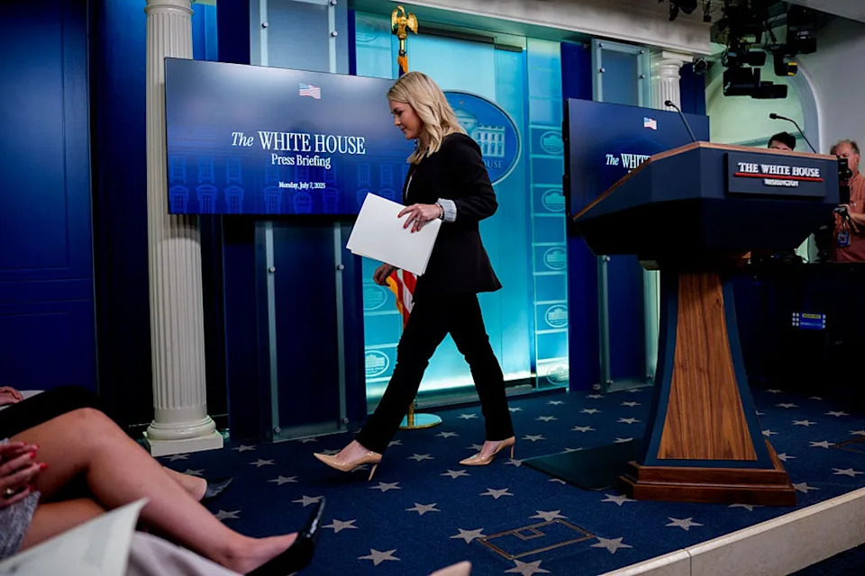 Karoline Leavitt denied the existence of an Epstein client list at Monday's White House news briefing (Getty Images)