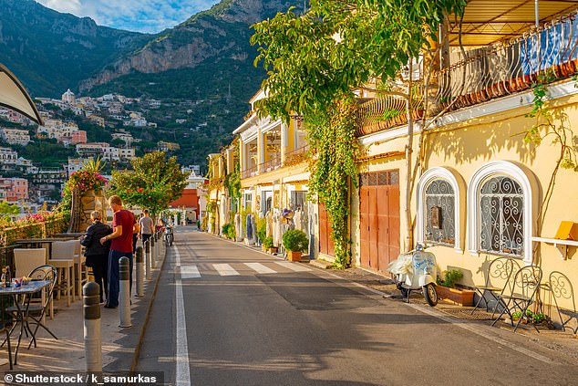 This image shows a quiet street in Positano, before the town suffered from overcrowding