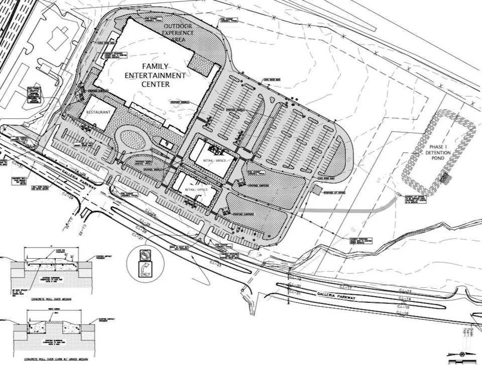 Here is one of the preliminary plat drawing submitted to the City of Madison Planning and Zoning Board on July 15 for the The Gallery, which is a mixed-use destination that will include entertainment, dining, retail and office space in a designed community space,