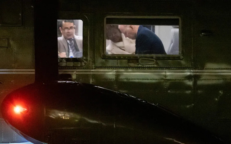 Anthony Bernal, left, on Marine One with Joe Biden in 2022