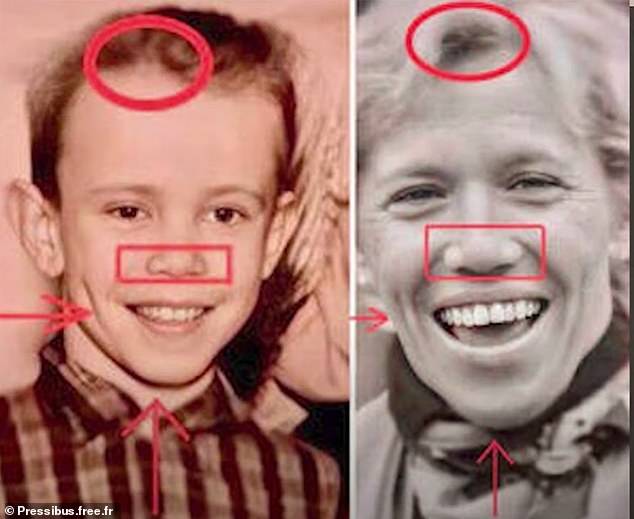 Brigitte Macron and brother Jean-Michel pictured in a video by conspiracy believer Candace Owens in which she claims similar features prove they are the same person