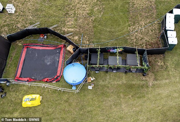 Hot tubs pictured on the left at the site. The festival says it celebrates a broad range of adult alternative lifestyles, including LGBTQ+ identities, consensual non-monogamy, kink, and more.