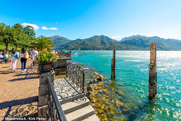 This image shows tourists walking beside lake como in 2023, before it was overcrowded with tourists