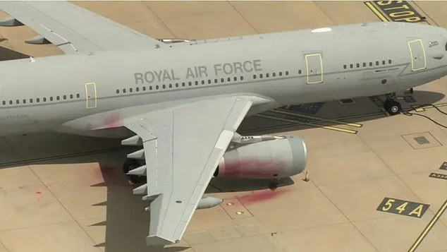 This is one of the RAF military planes that was vandalised at Brize Norton last month