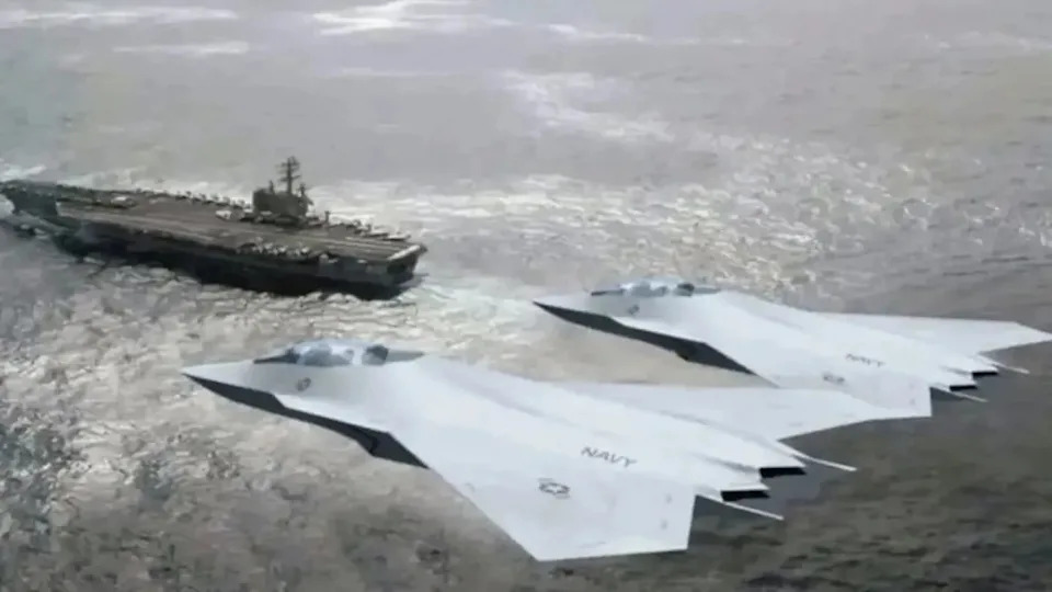 A Boeing rendering of a notional next-generation carrier-based stealth combat jet. <em>Boeing</em>