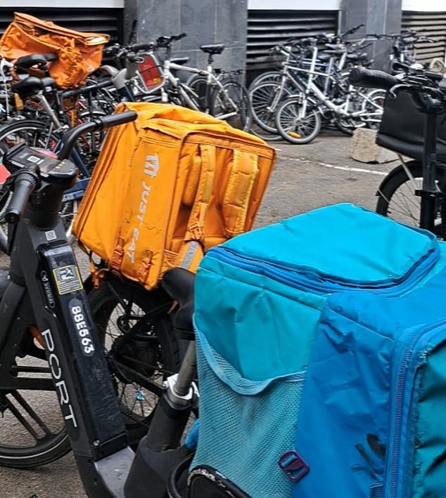 A large number of delivery driver bikes were found parked outside the hotel despite a ban