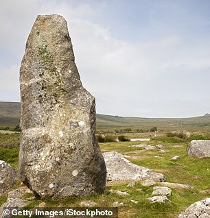 A standing stone in the Preseli Hills mountain range in Pembrokeshire, Wales. This stone is one of the bluestones from this area - similar to the ones which were used to construct the inner circle of Stonehenge