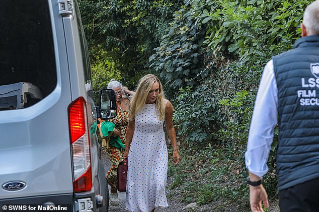 The Irish actress, who plays Maud O' Hara in the show, stunned in a long white dress with multi coloured polka dots