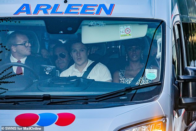 A host of cast members including Nafessa Williams who plays Cameron Cook arrived in a minibus