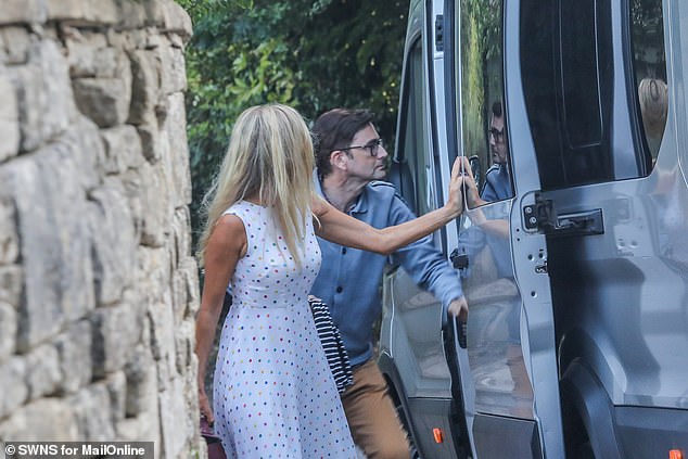 David and Victoria were spotted getting into the mini bus