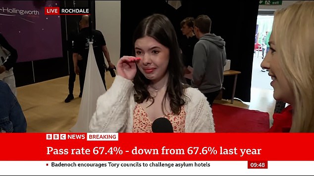 Tears of joy as student reacts live on BBC News