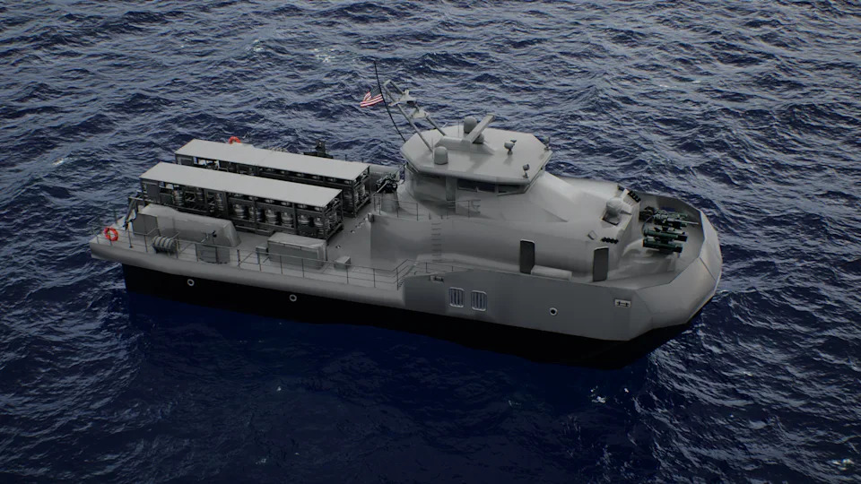 An artist rendition of a Bengal-MC with a mine-laying payload. <em>Eureka Naval Craft</em>